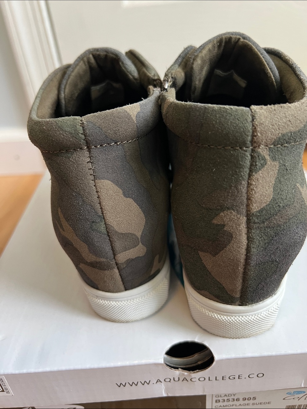 Womens Camouflage Slip-On Wedge Sneakers - Olive Green - Picture 4 of 9